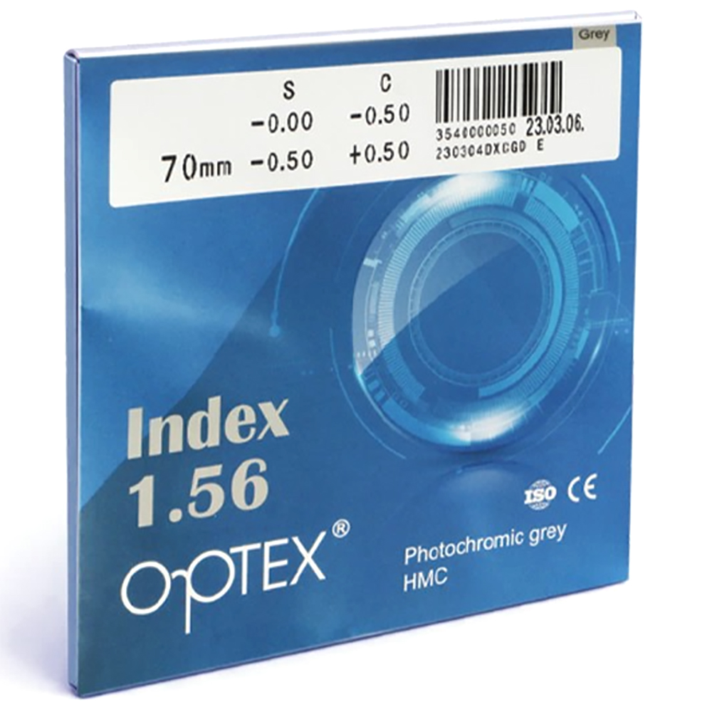 عدسی فتوکرومیک برند اُپتکس ضریب شکست 1.56 OPTEX PHOTO GRAY