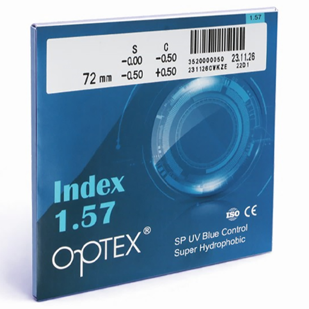 عدسی دیر شکن بلو پروتکت هایوکس برند اُپتکس ضریب شگست 1.57 OPTEX HIVEX BLUE TECH
