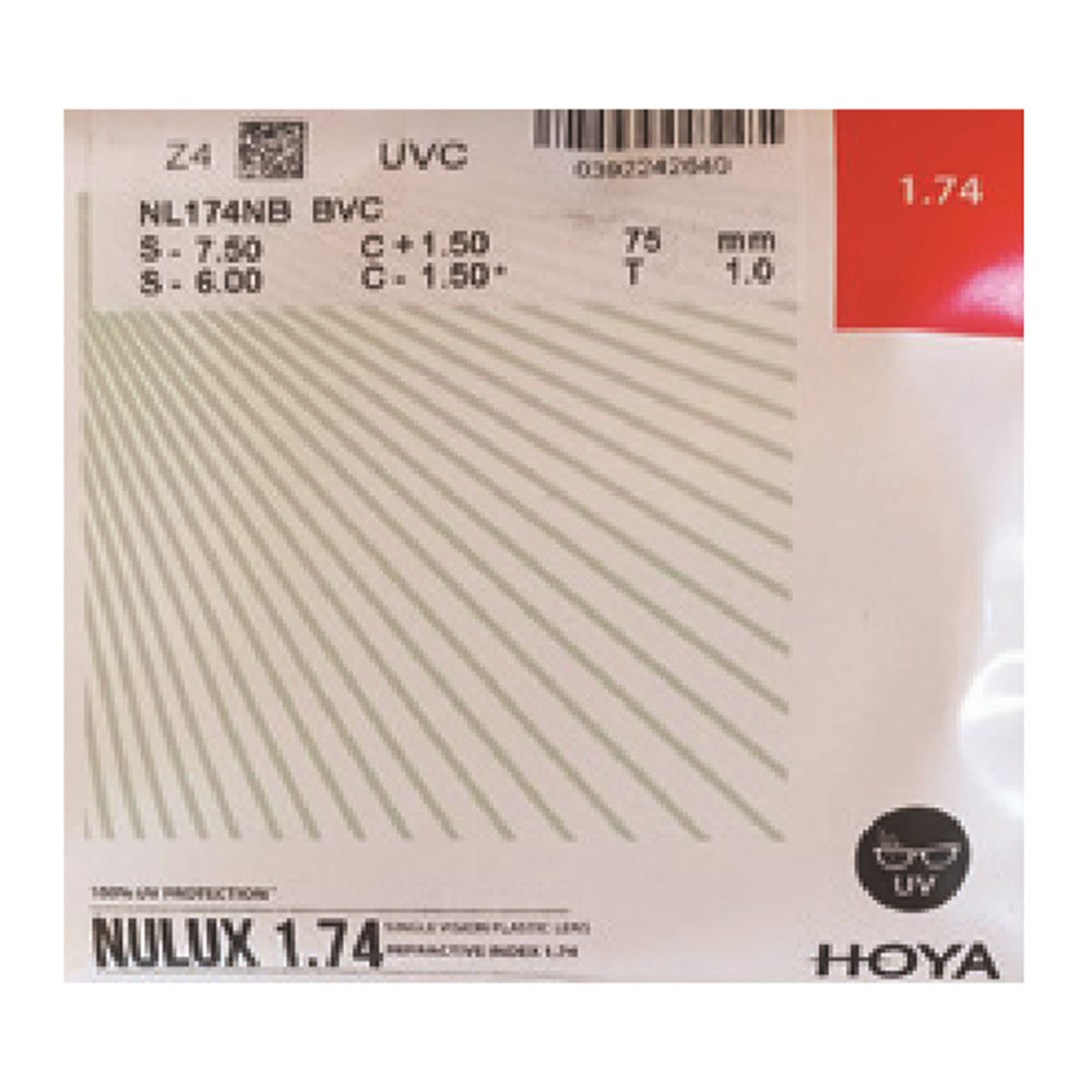 عدسی سوپر فشرده آسفریک هویا HOYA NULUX 1.74