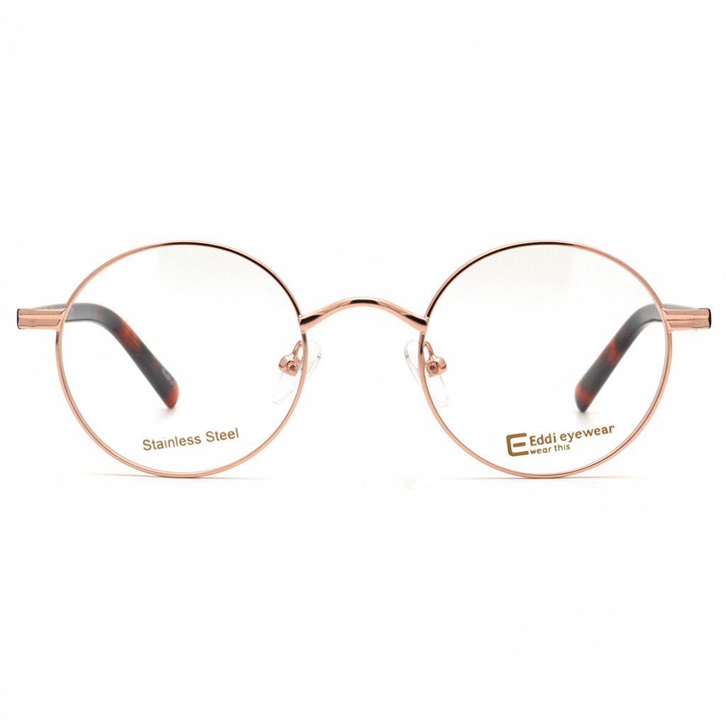 عینک طبی گرد فلزی برند Eddi کد 4359
